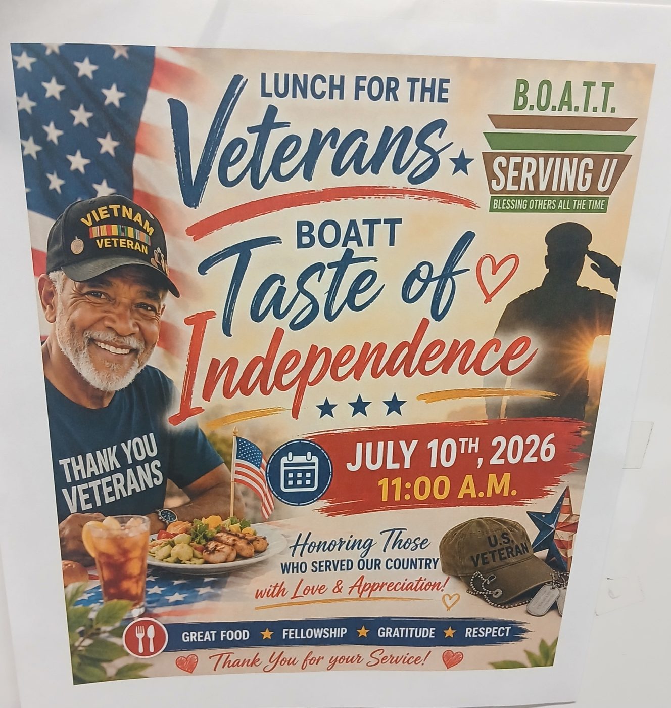 BOATT Taste of Independence — Lunch for the Veterans Flyer